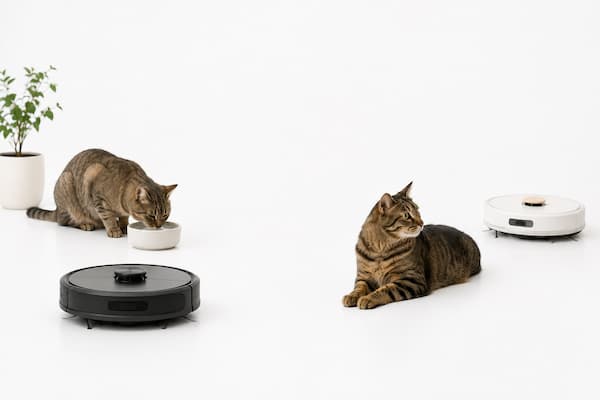 Diferencia de reacción de los gatos ante robots aspiradores silenciosos y ruidosos