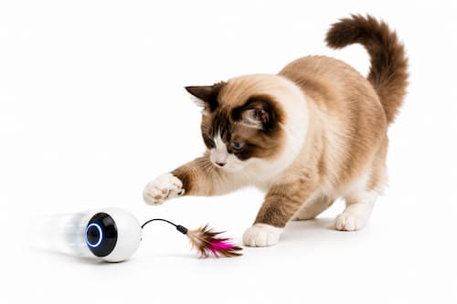 juego independiente de gato con el juguete robot