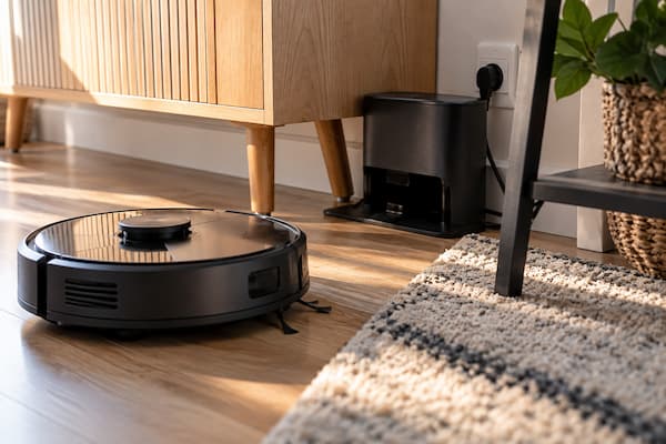Obstáculos alrededor de la base de carga de un robot aspirador