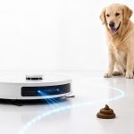 Robot aspirador detectando y evitando una caca de perro
