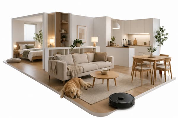robot aspirador silencioso en el ecosistema del hogar