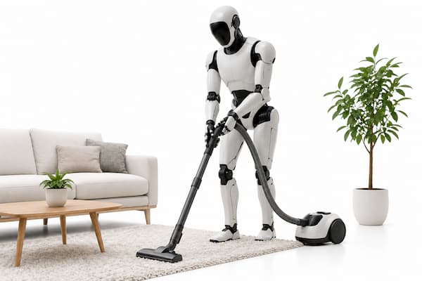 robot humanoide limpiando la casa