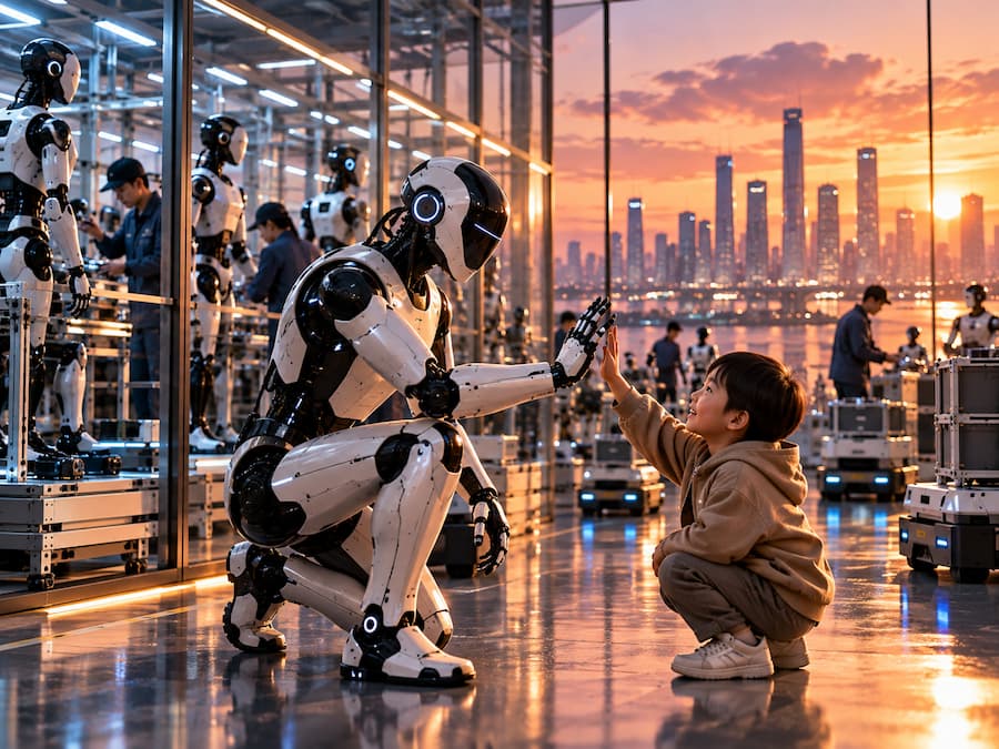 robot iron convive con niño humano