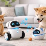 Robot de compañía para mascotas en un hogar tranquilo