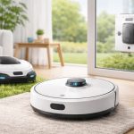 robots en una sala moderna