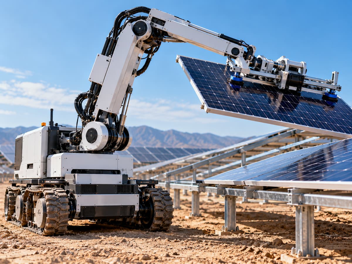 un robot chino instala paneles solares de forma autónoma